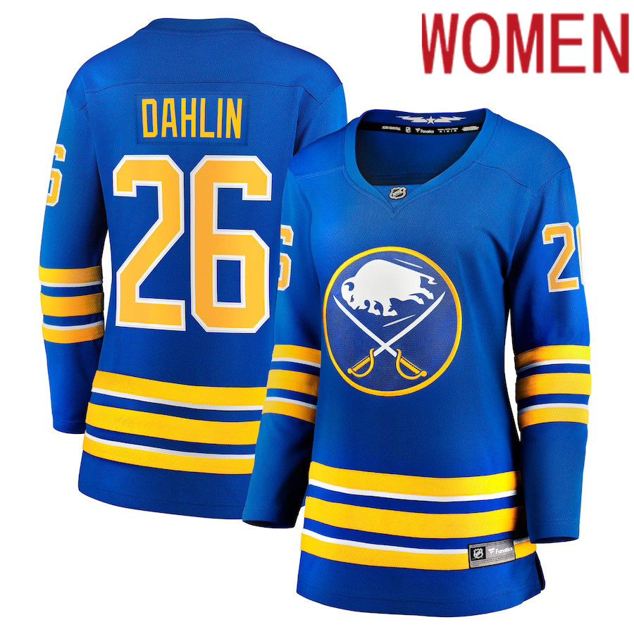Women Buffalo Sabres 26 Rasmus Dahlin Fanatics Branded Royal Home Breakaway NHL Jersey